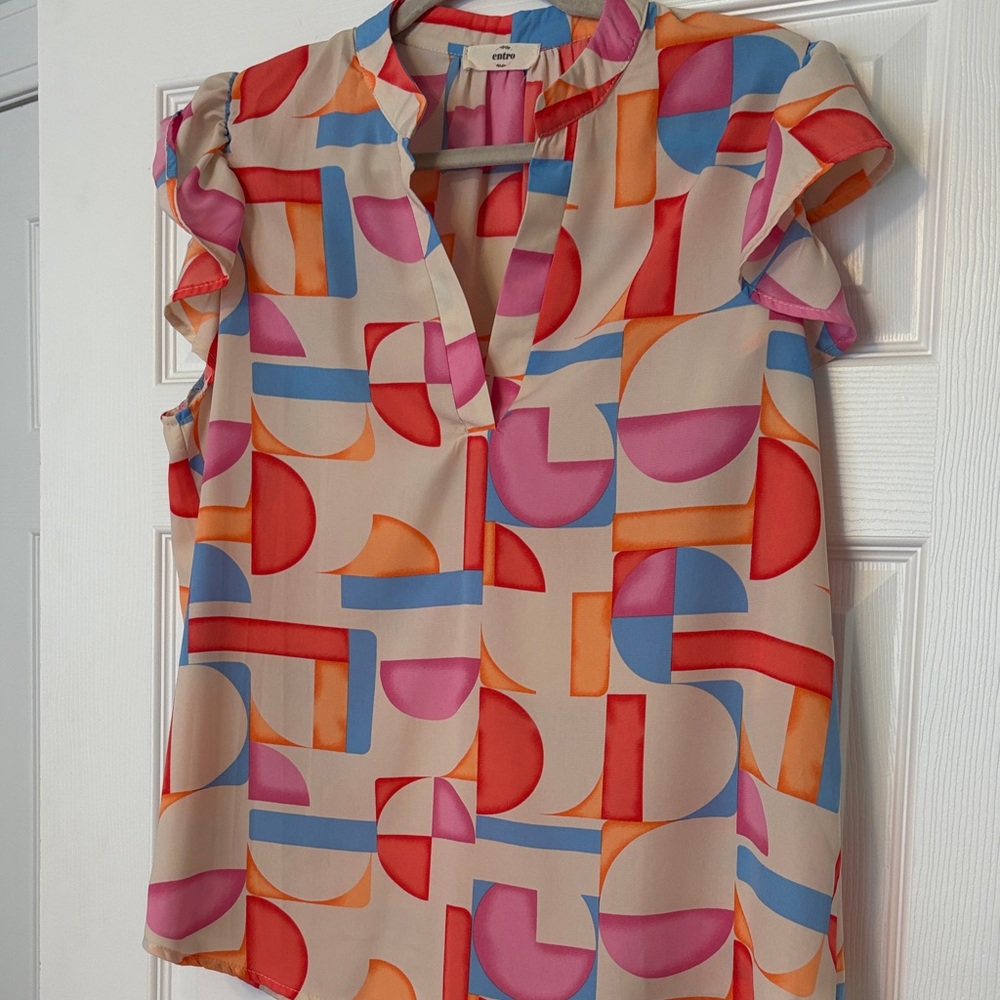 Entro Multicolor Geometric Blouse